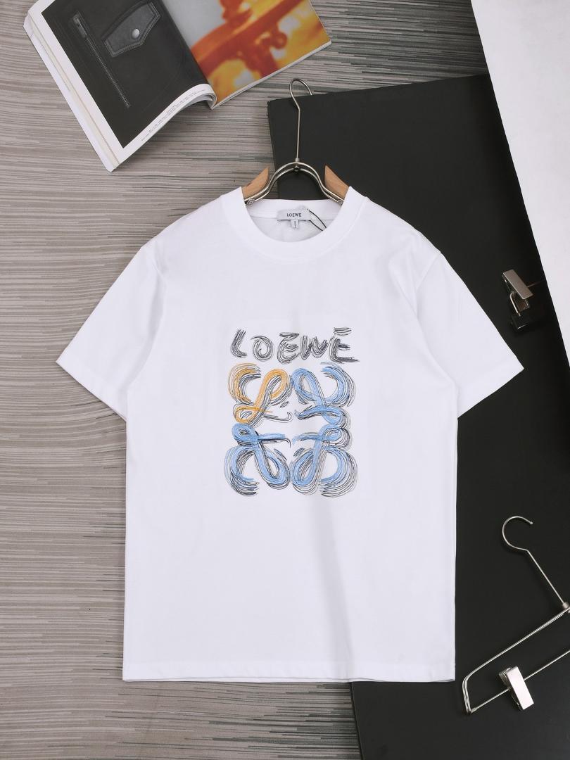 LOEWE ロゴ刺繍 ホワイト Tシャツ - メルカリ
