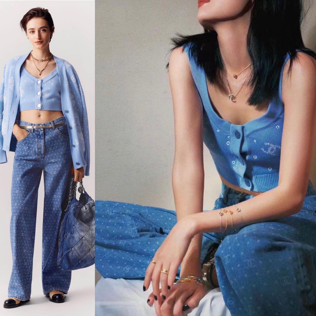 CHANEL シャネル 本物23SSP 幻 ロゴマーク ワイドデニム 国内5点