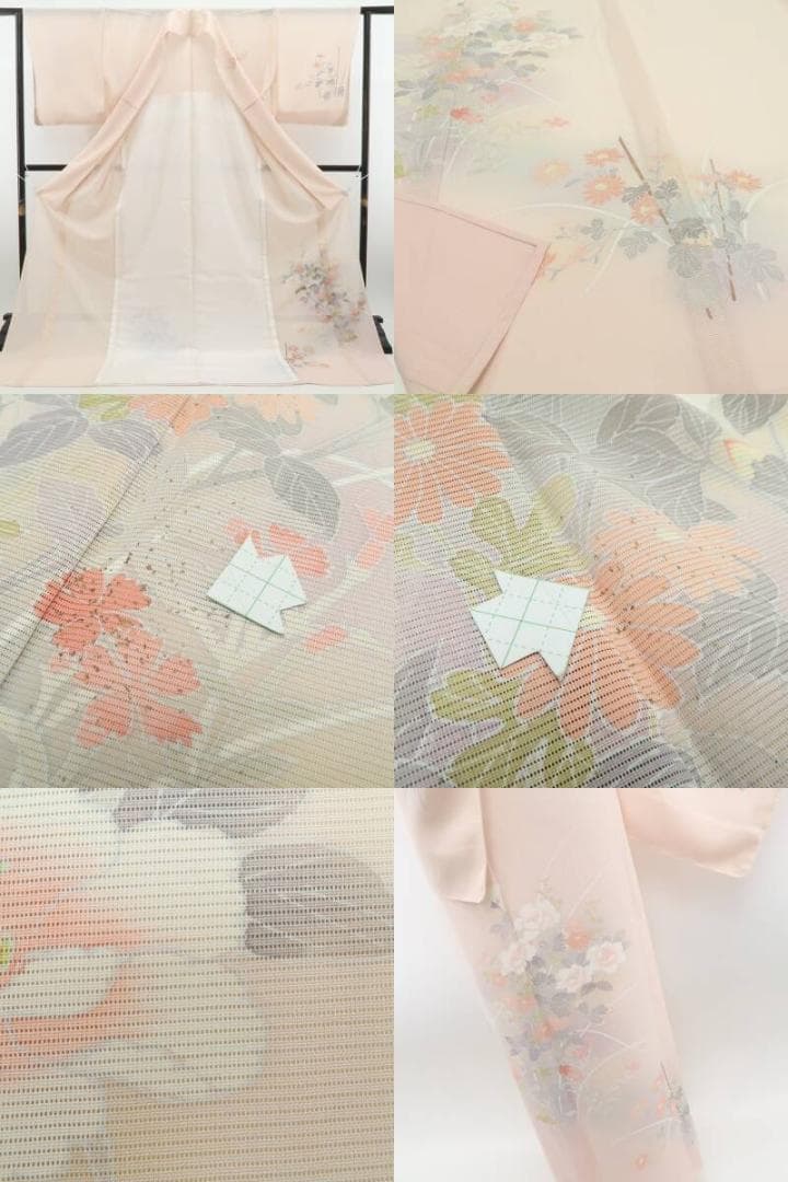 新品 絽 手描き友禅 仕立て上がり 夏着物 正絹 トールサイズ 訪問着 6135