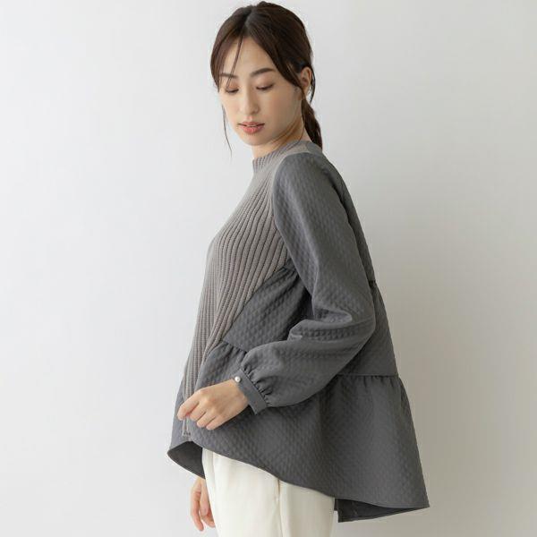 #【SONO】バッグティアードハイブリッドニットプルオーバー