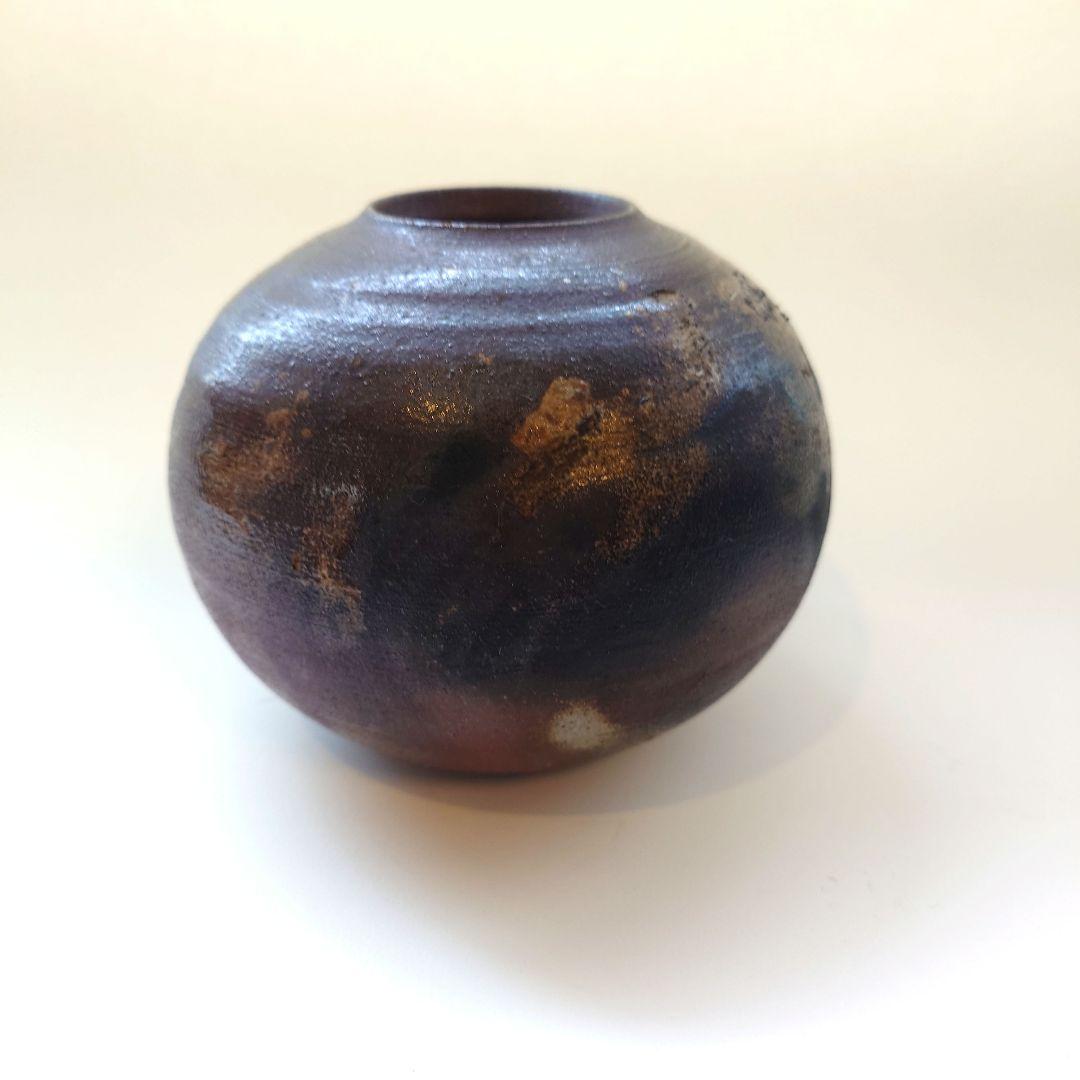 アンティークダークブラウン 陶器 花瓶