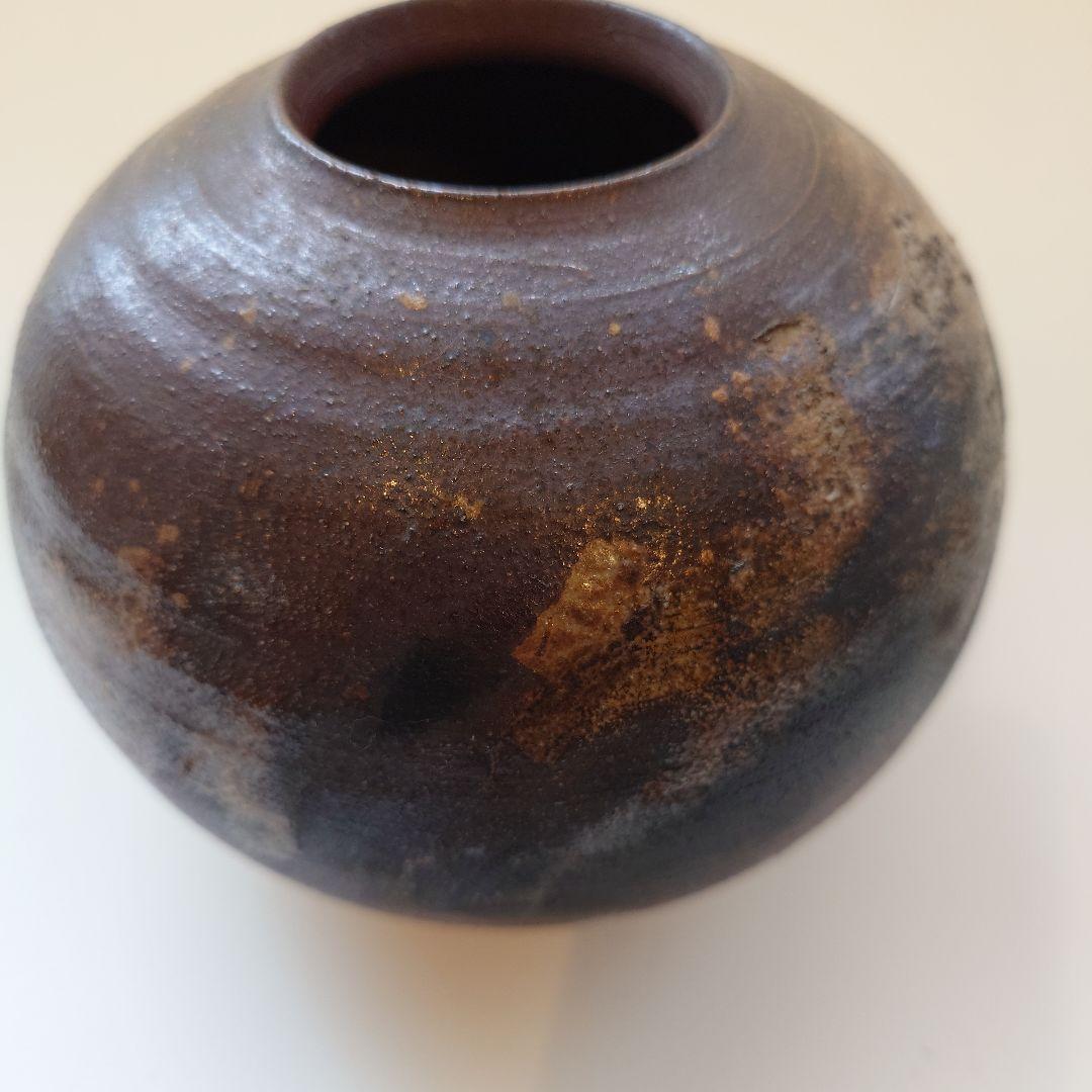 アンティークダークブラウン 陶器 花瓶