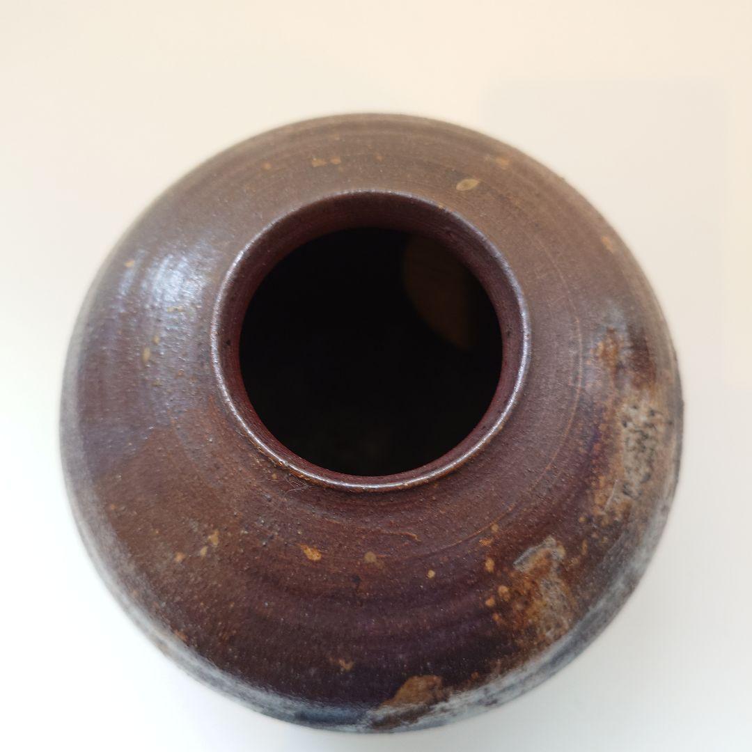 アンティークダークブラウン 陶器 花瓶