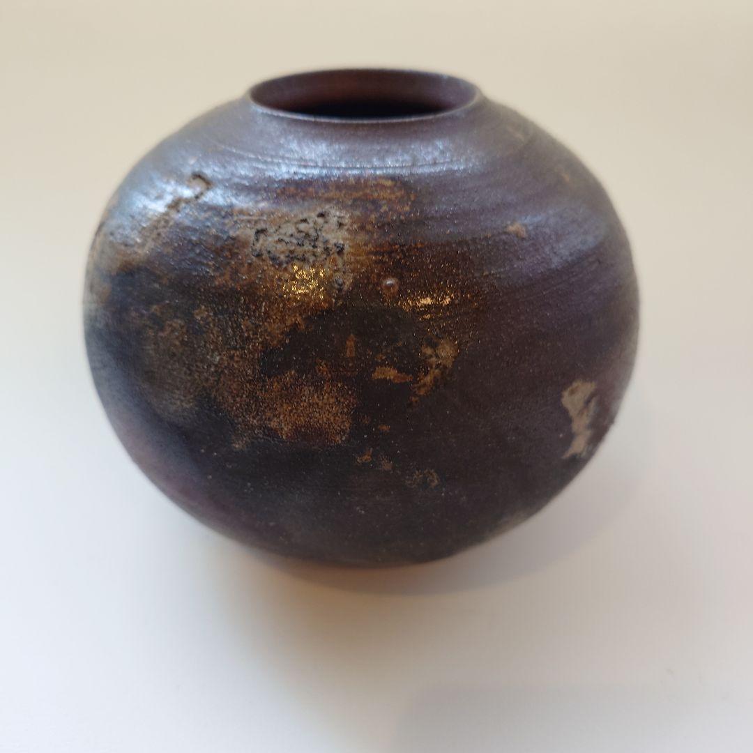 アンティークダークブラウン 陶器 花瓶
