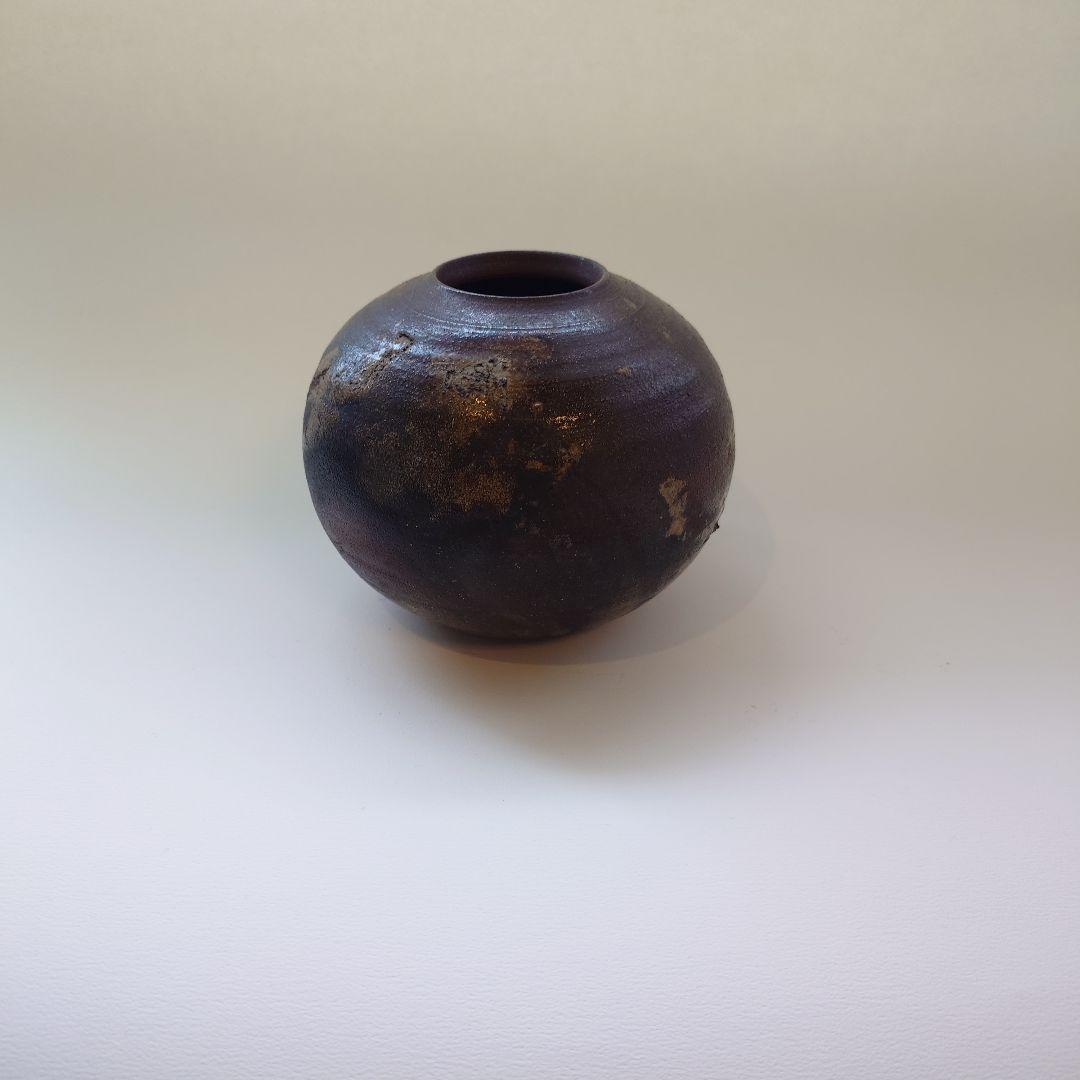 アンティークダークブラウン 陶器 花瓶