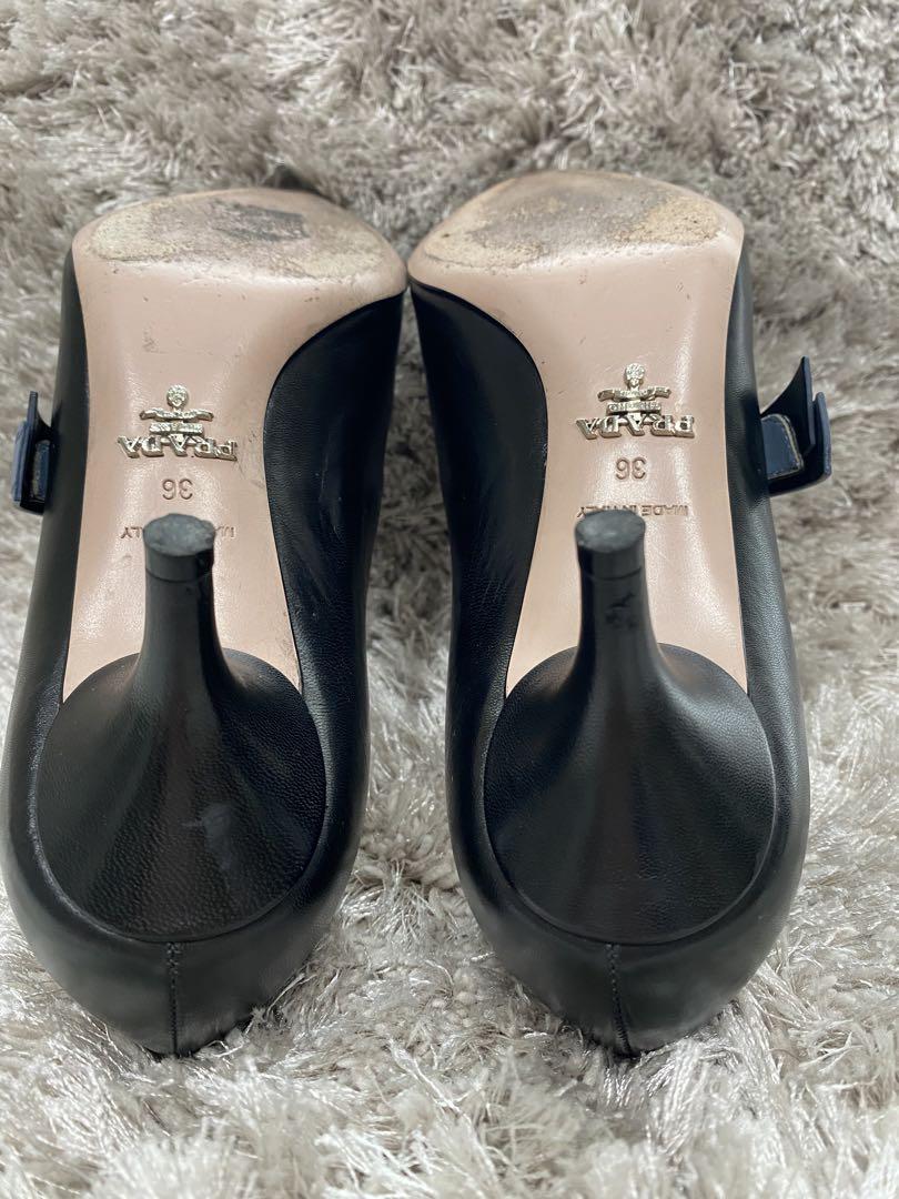 美品 PRADA ブラック ポインテッドトゥパンプス 36