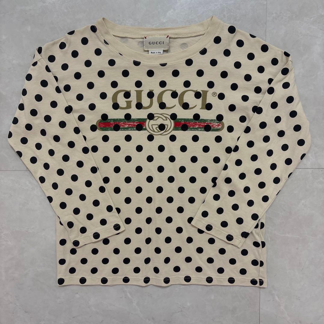 GUCCI キッズベージュドット柄長袖カットソー110cm GUCCI