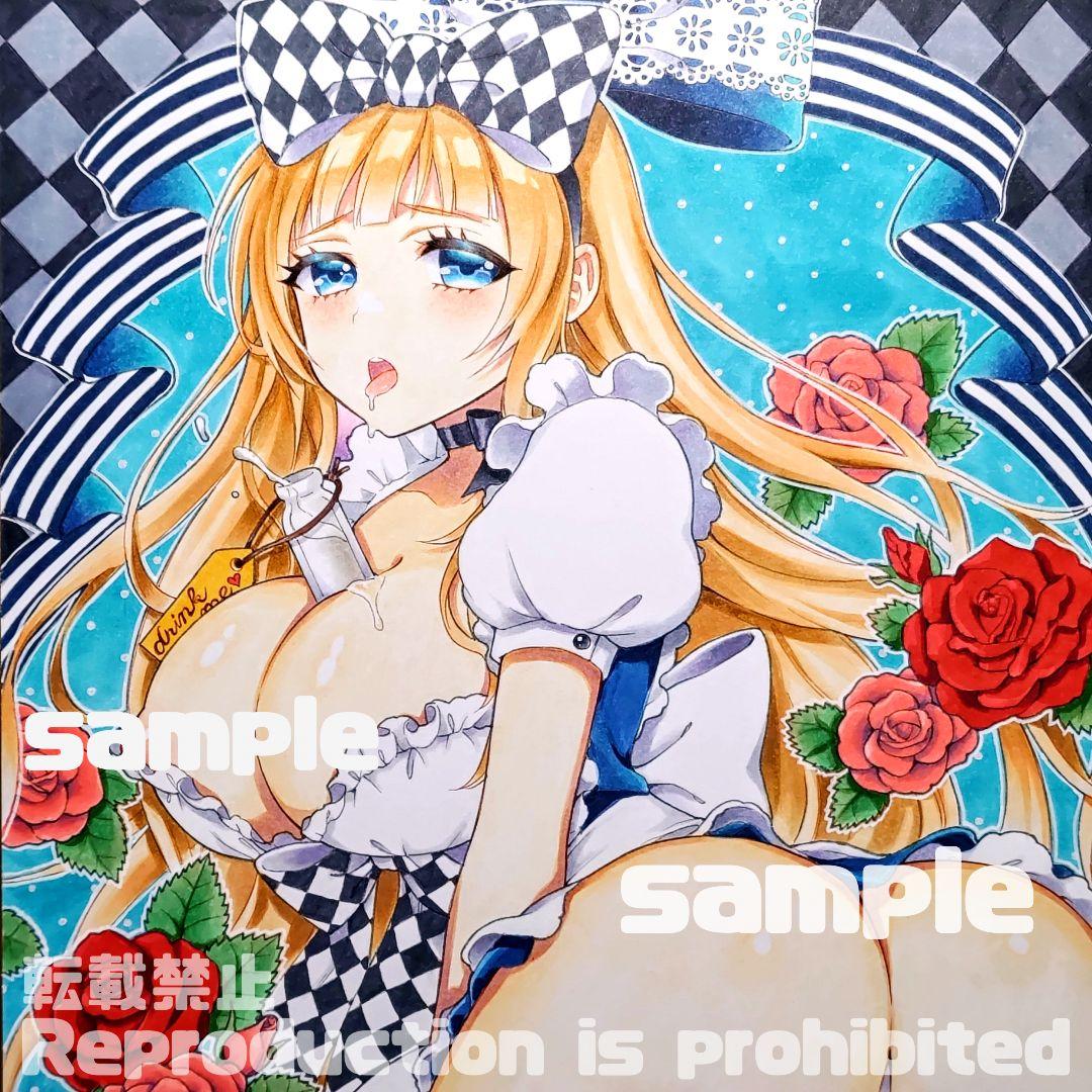 手描きイラスト オリジナル 色紙 アナログ コピック/アリス 手描きイラスト オリジナル 色紙 アナログ コピック/アリス