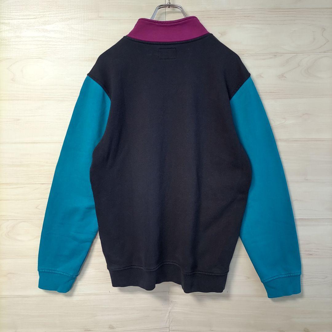 q30【即完売モデル】ステューシー★ワンポイント刺繍ロゴ ハーフジップスウェット