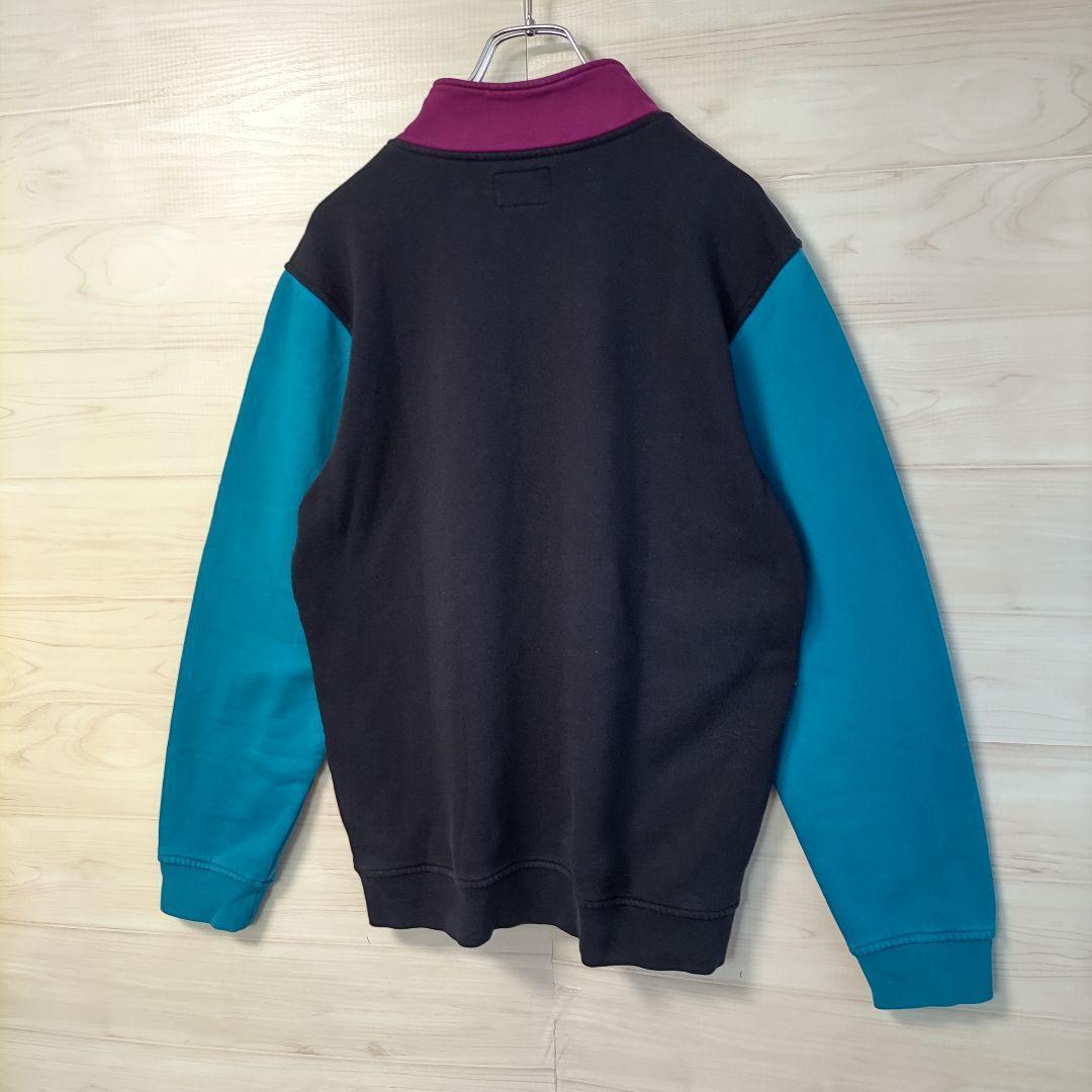 q30【即完売モデル】ステューシー★ワンポイント刺繍ロゴ ハーフジップスウェット