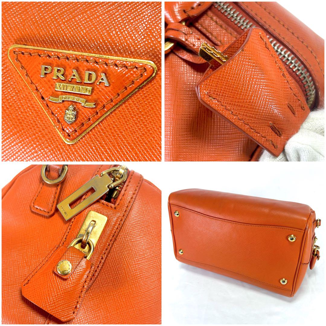 プラダ　PRADA 2WAY ミニボストンバッグ　ショルダーバッグ　オレンジ