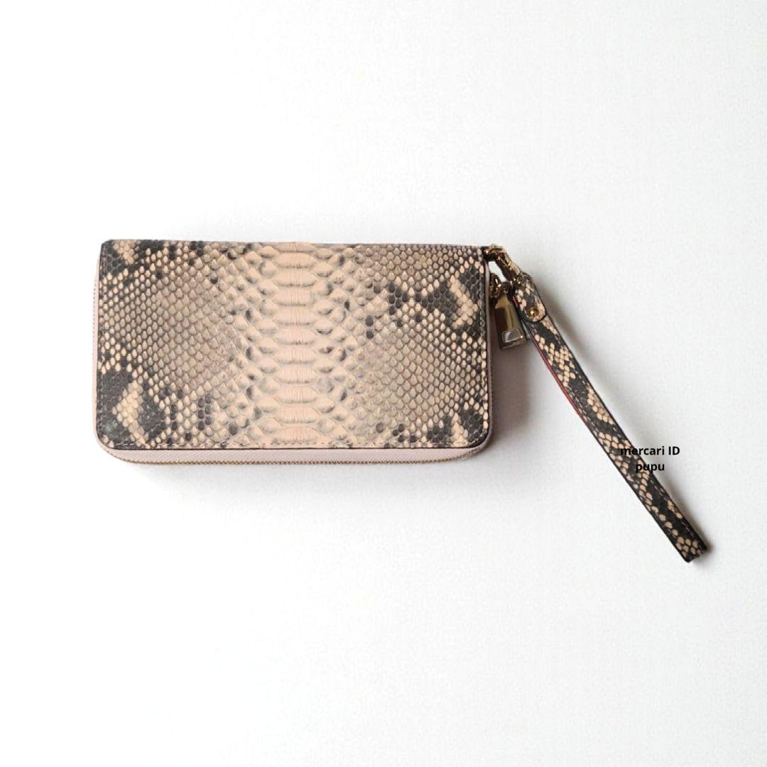 一枚革仕立て ダイヤモンドパイソン ラウンドファスナー 長財布新品、♥