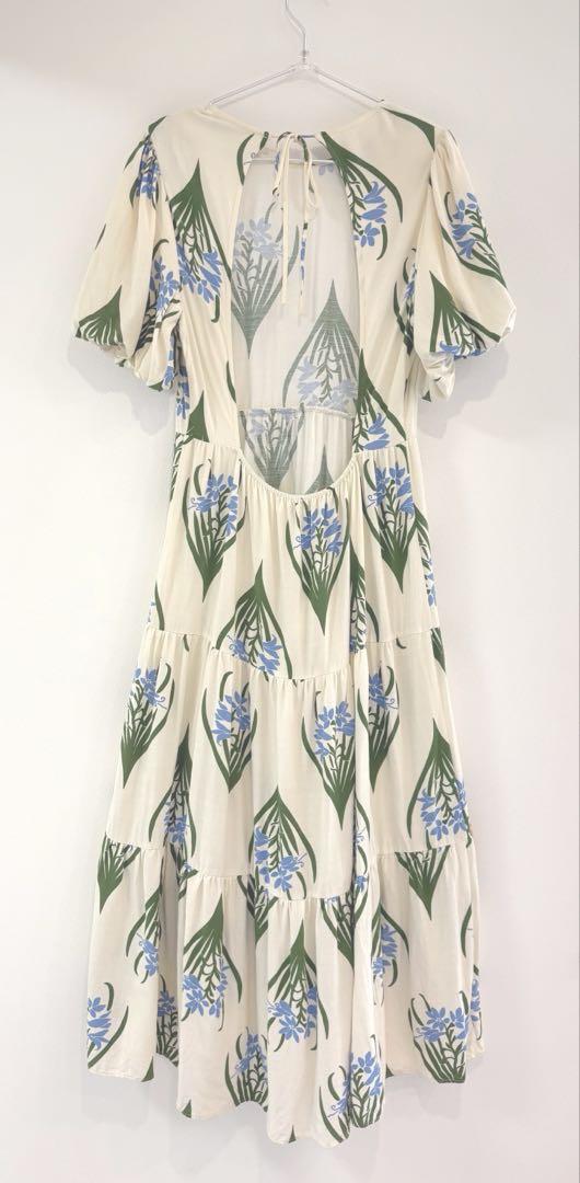 極美品】ザラワンピース ロング 背中開き マキシ丈 Lサイズ