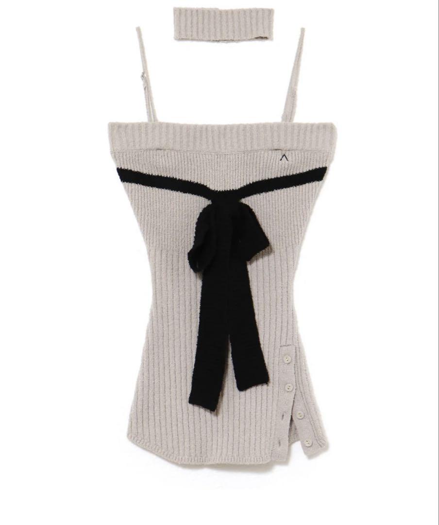 トップス Candice ribbon bare tops andmary black ANDMARY】Candice ribbon bare tops