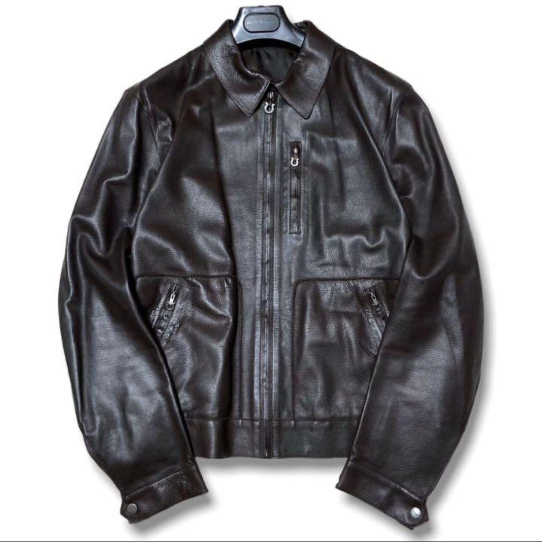 格安品質保証 定価40万 SALVATORE FERRAGAMO レザージャケット 2iAVn-m25781312585 美品 人気SALE豊富な