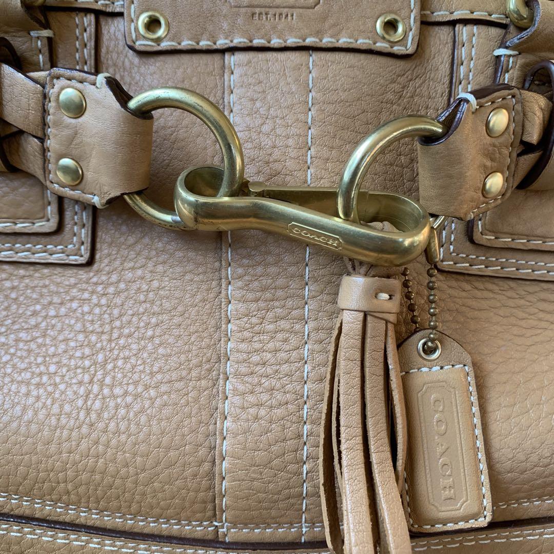 COACH コーチ オールレザー シボ革 ハンドバッグ ゴールド金具