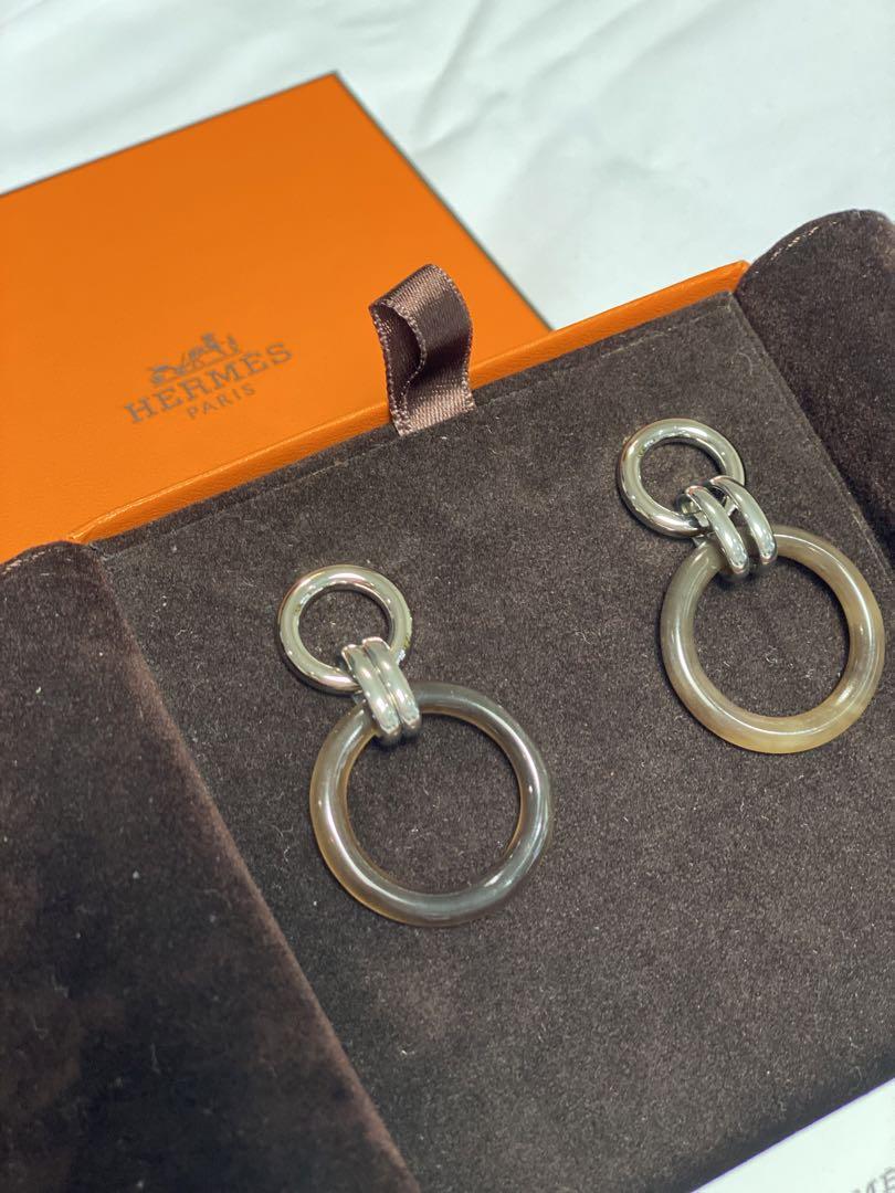 HERMES バッファローホーンピアス ブラウン/ゴールド