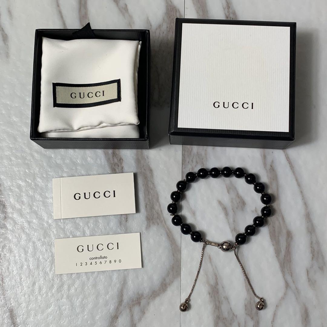 gucci オニキスブレスレット GG 数珠 ブラック 刻印 付属品完備 希少