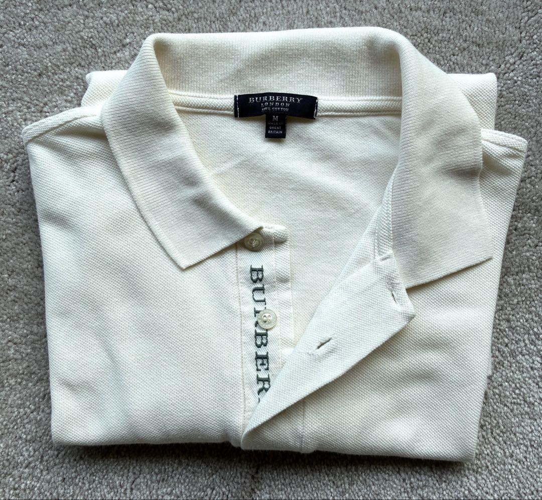 新品 バーバリー ロンドン ポロシャツ 白ポロシャツ トップス M BURBERRY - バーバリー ロンドン ポロシャツ 半袖 Lサイズ