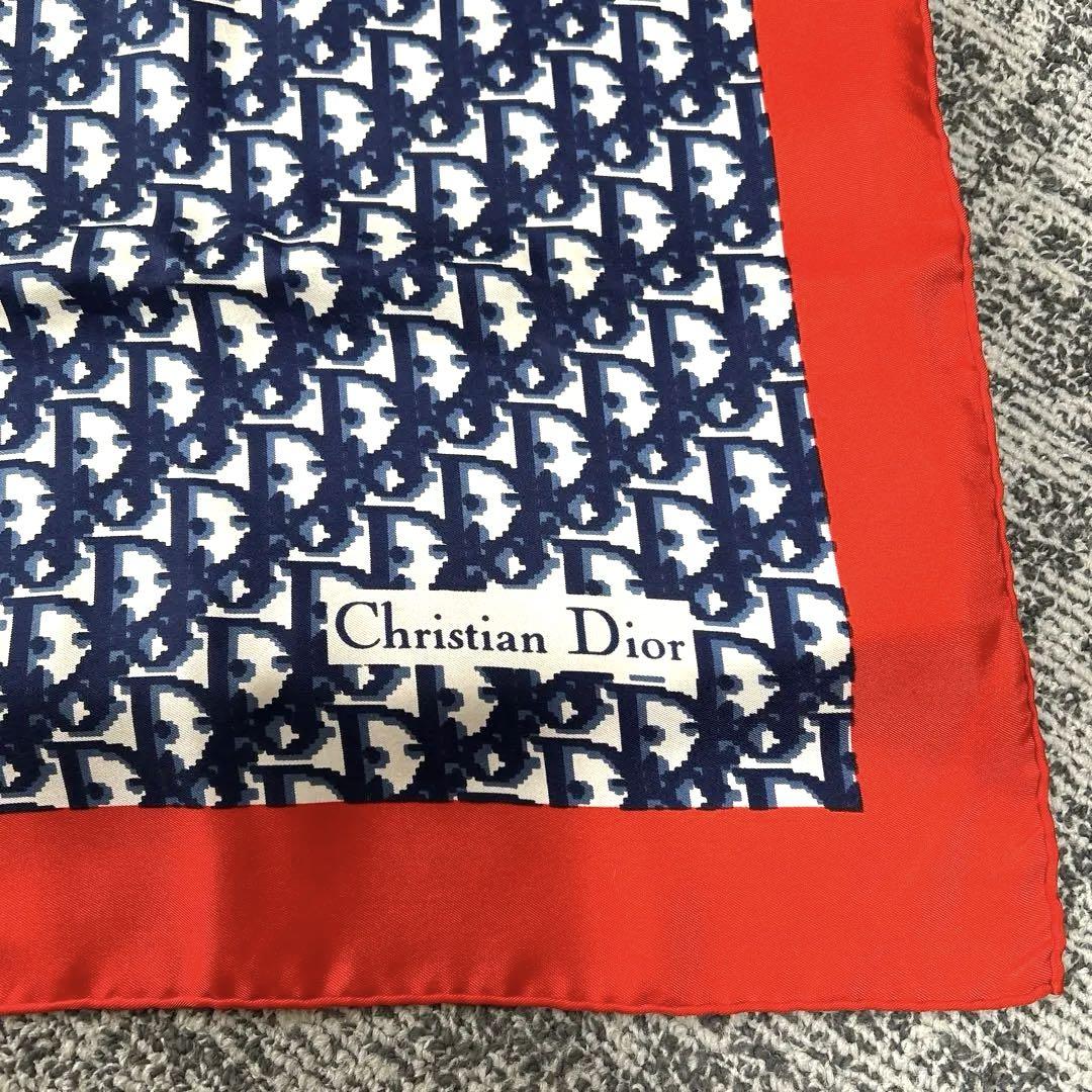 ⭐️Christian Dior シルクスカーフ ネイビー/レッド⭐️ - メルカリ