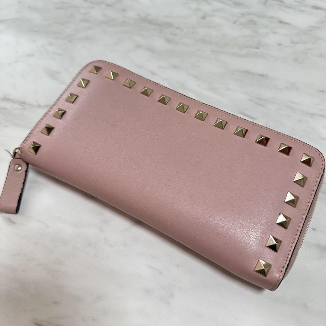 VALENTINO スタッズ長財布 ピンク