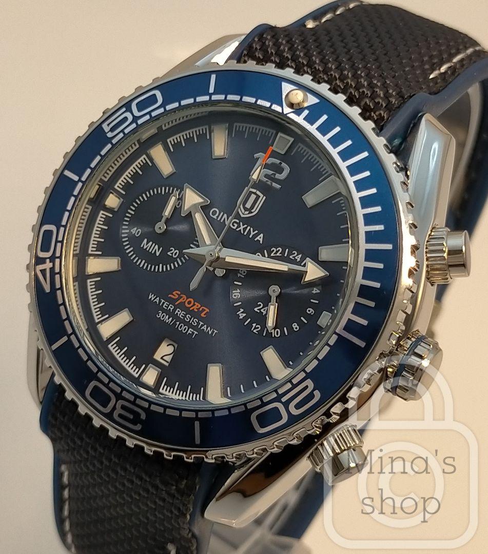 【力強さ溢れる極太ベゼル＆ケースが魅力/新品】クロノグラフ ディープシーブルー