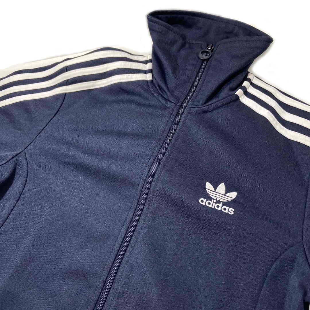アディダス adidas トラックジャケット 刺繡ロゴ 古着 レディース M 紺