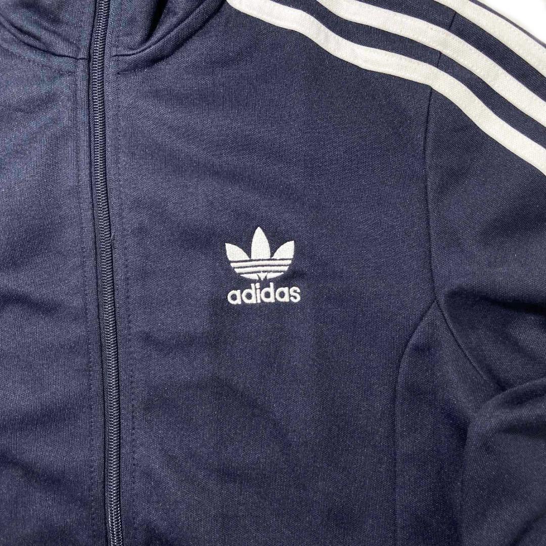 アディダス adidas トラックジャケット 刺繡ロゴ 古着 レディース M 紺