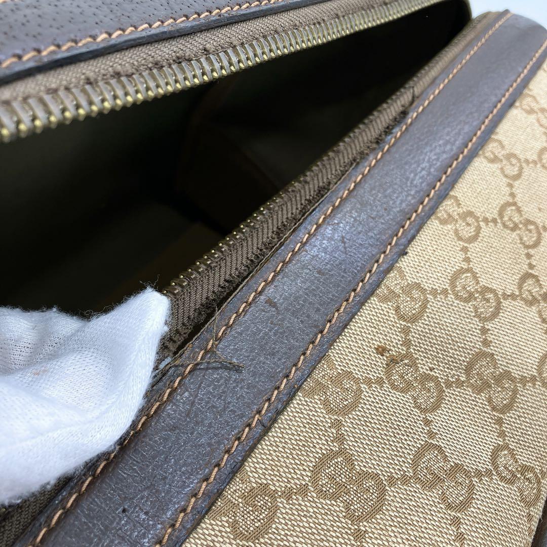 【GUCCI】ボストンバッグ　旅行鞄　GGキャンバス　ブラウン