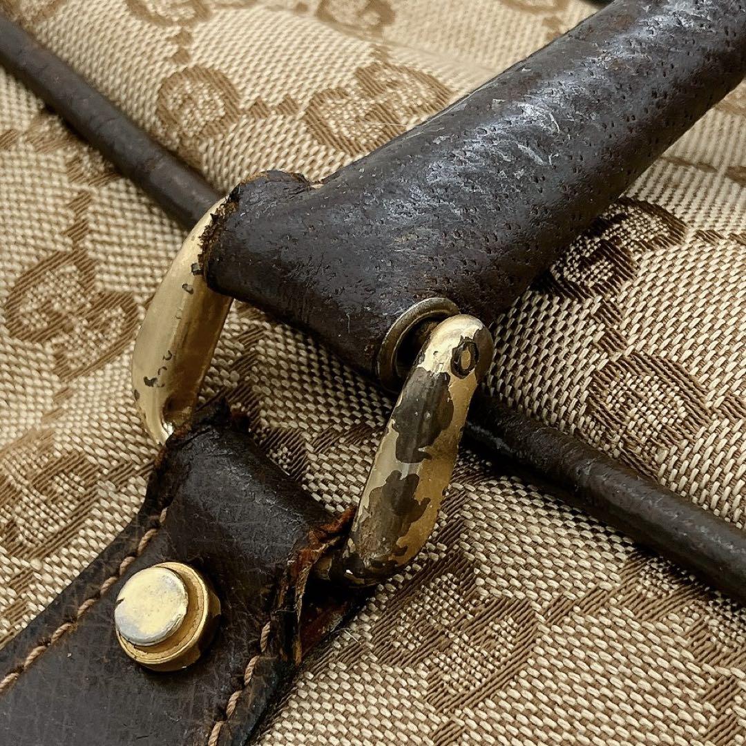 【GUCCI】ボストンバッグ　旅行鞄　GGキャンバス　ブラウン