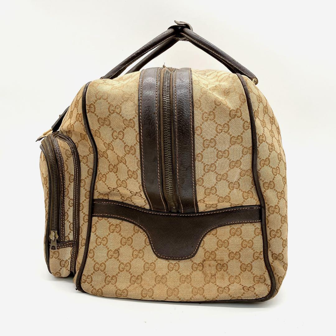 【GUCCI】ボストンバッグ　旅行鞄　GGキャンバス　ブラウン
