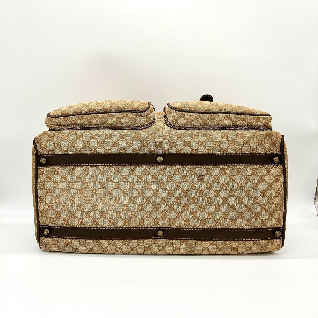 【GUCCI】ボストンバッグ　旅行鞄　GGキャンバス　ブラウン