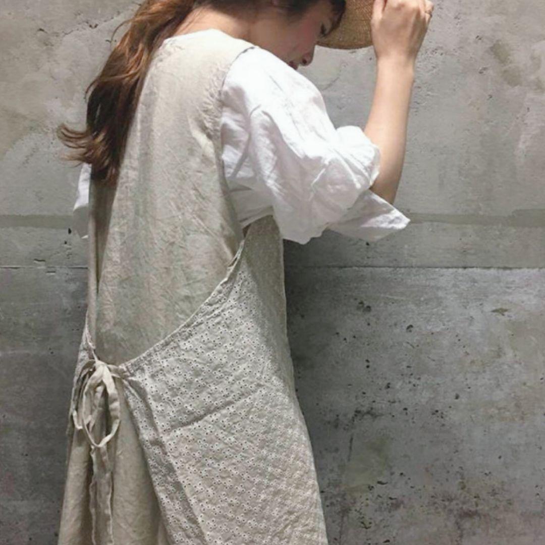ツハルサマンサモスモスbulbul エプロンワンピース ロング 刺繍
