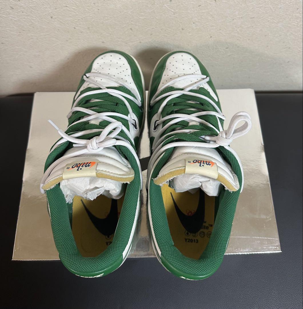 OFF-WHITE×NIKE DUNK LOWグリーン ※ホワイトレース付き
