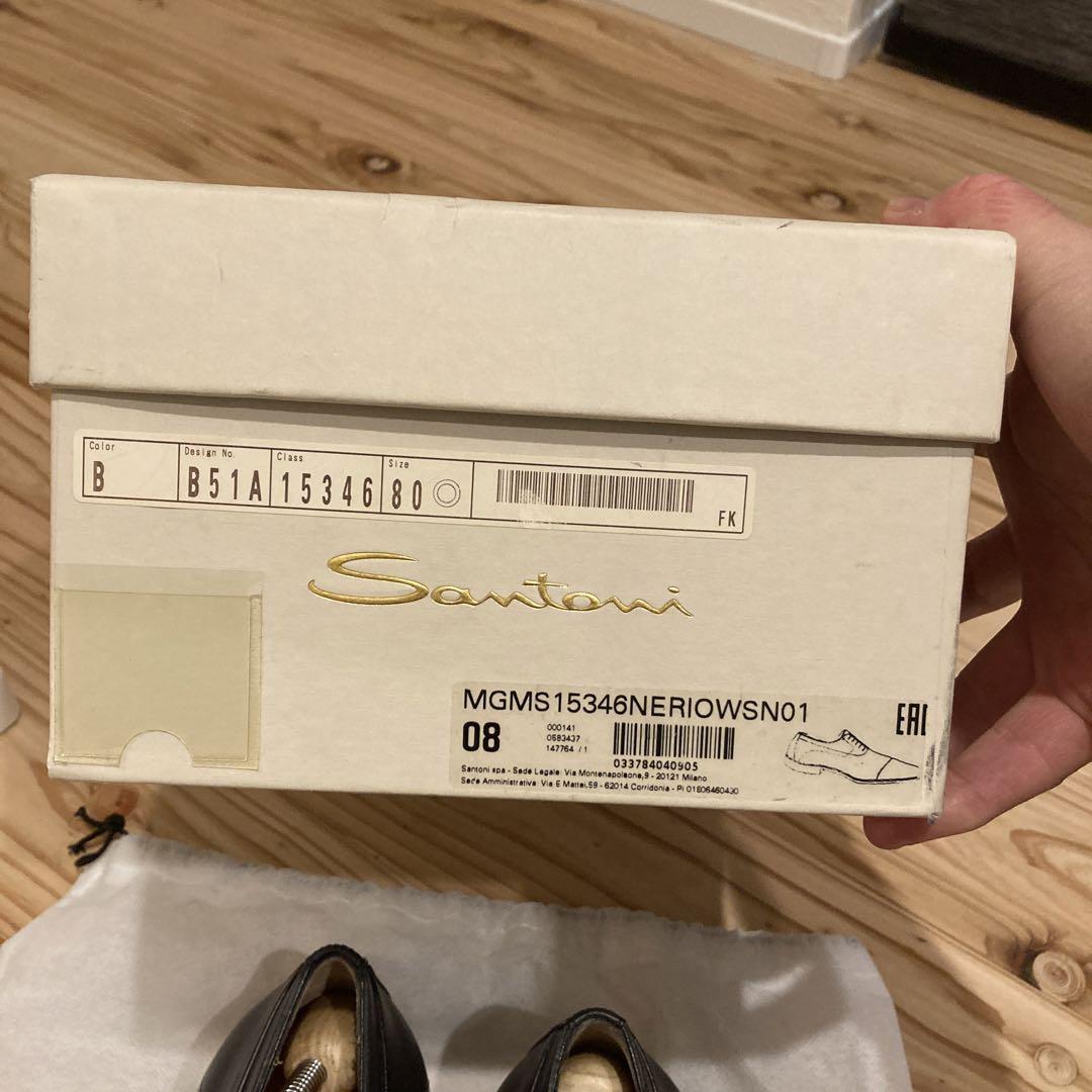 Santoni ブラック レースアップシューズ