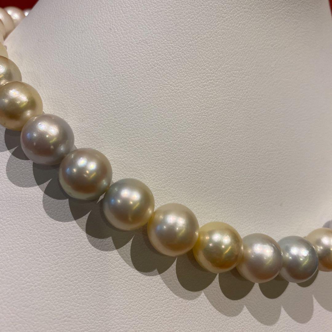 完売】 白蝶真珠(南洋真珠)淡いマルチカラーネックレス10.3-11.9mm ...