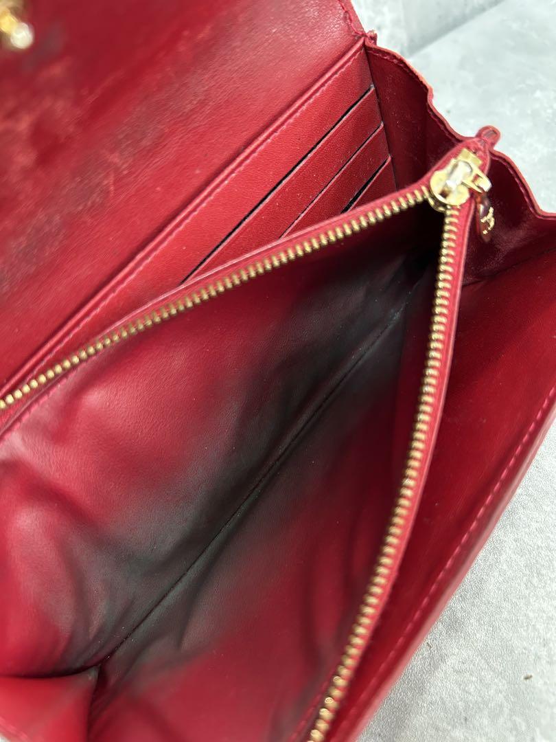 LOUIS VUITTON 長財布 エナメル RED 総柄 モノグラム レッド