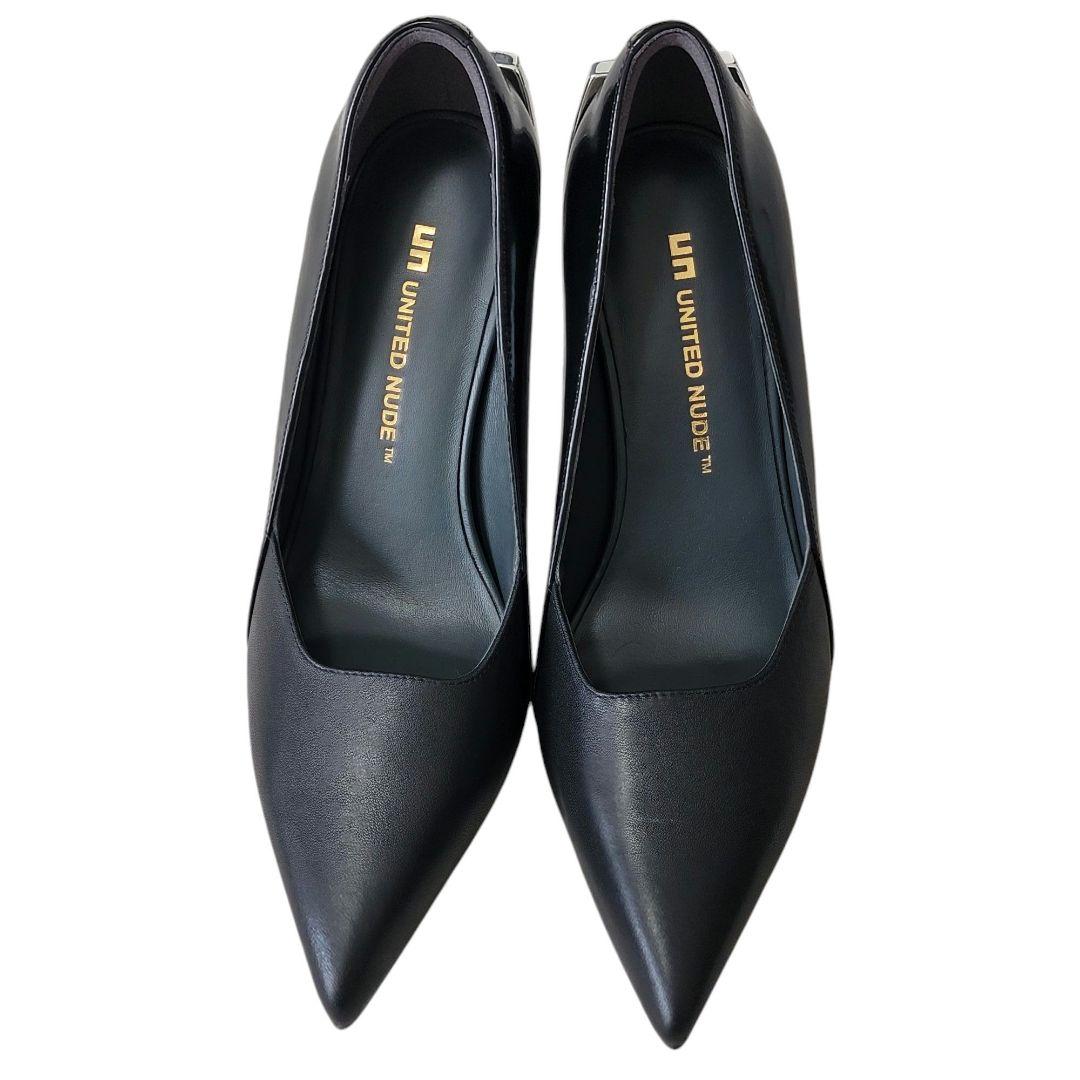 【ユナイテッドヌード】ポインテッドトウ レザーパンプス（黒） ほぼ未使用】UNITED NUDE ポインテッドトゥ ヒールパンプス 23,5 靴