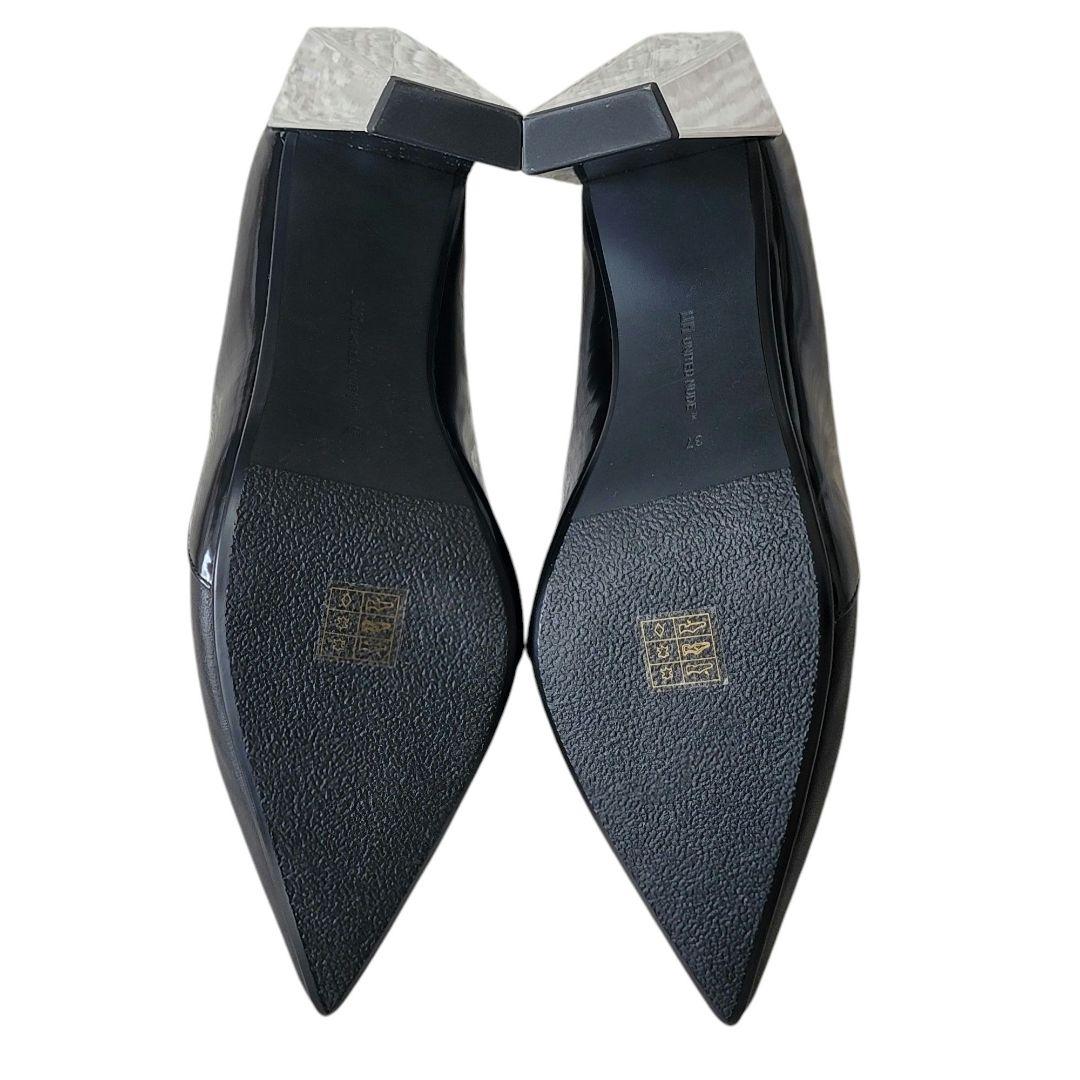 【ユナイテッドヌード】ポインテッドトウ レザーパンプス（黒） ほぼ未使用】UNITED NUDE ポインテッドトゥ ヒールパンプス 23,5 靴