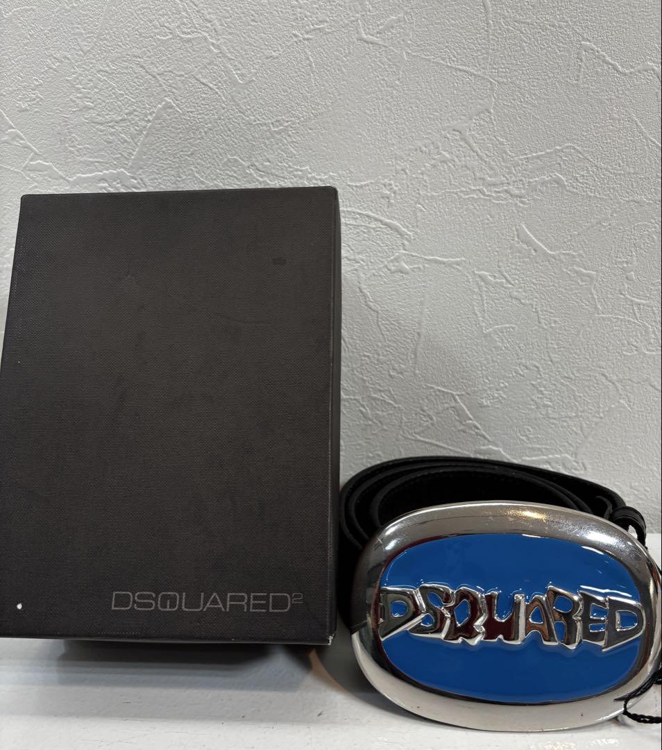 【未使用】 DSQUARED2 ロゴバックルレザーベルトサイズＬヴィンテージ