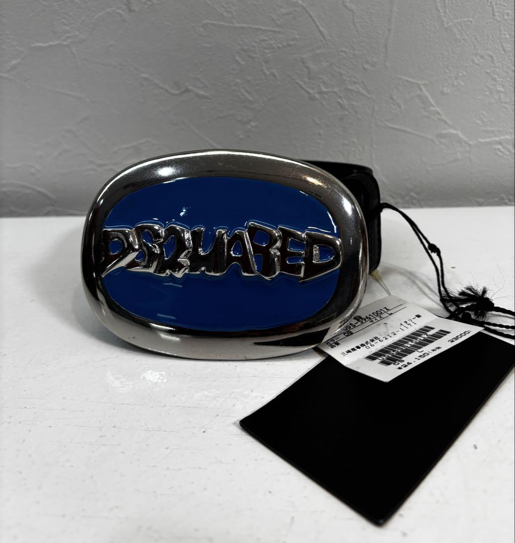 【未使用】 DSQUARED2 ロゴバックルレザーベルトサイズＬヴィンテージ