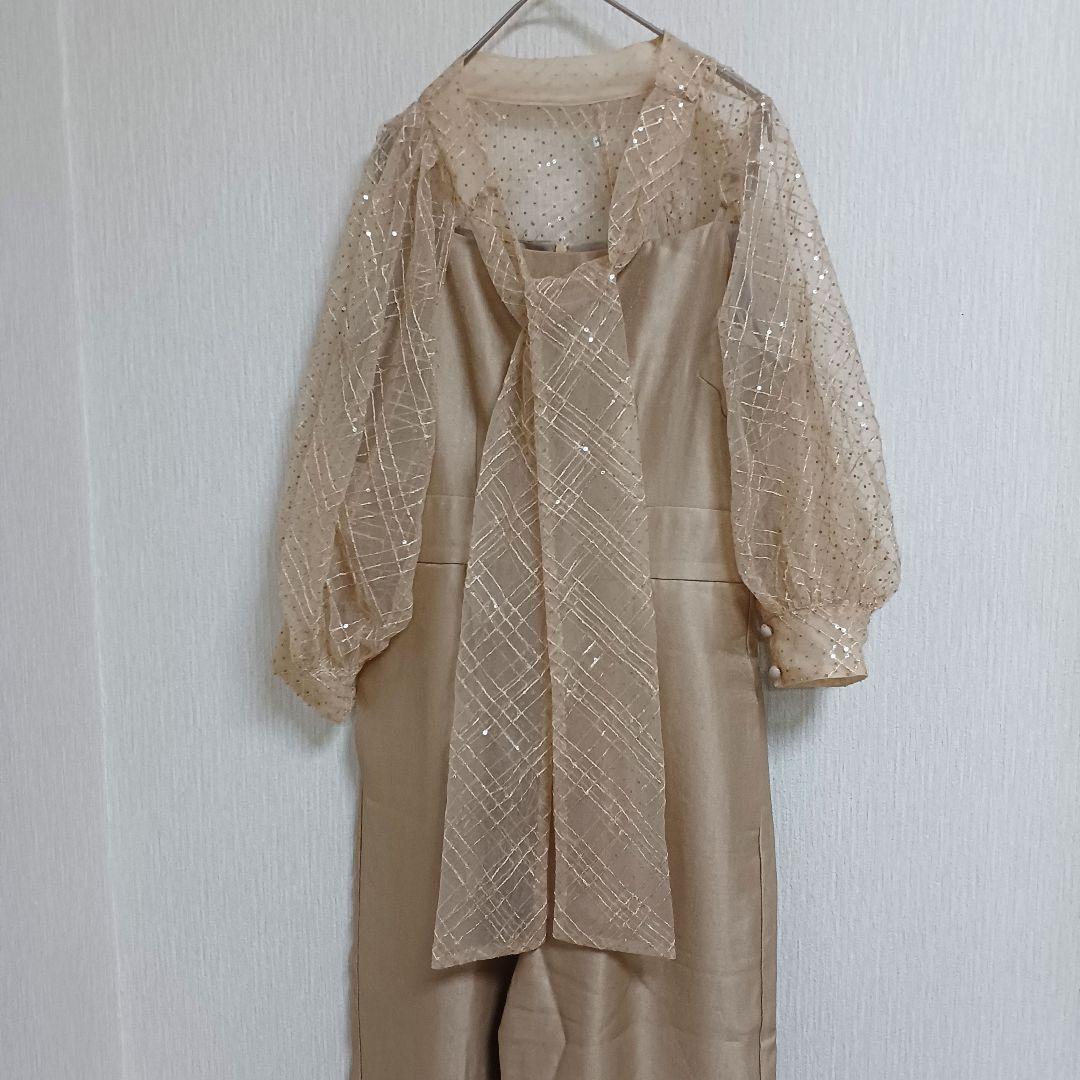 レジャ オケージョンドレス ドットスパンコールリボンボレロドレス