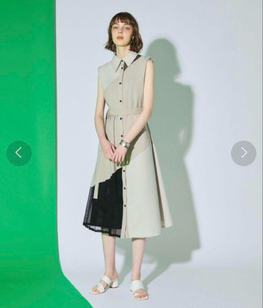 美品♡UNITED TOKYO ブロッキングメッシュワンピース ロング ベルト付
