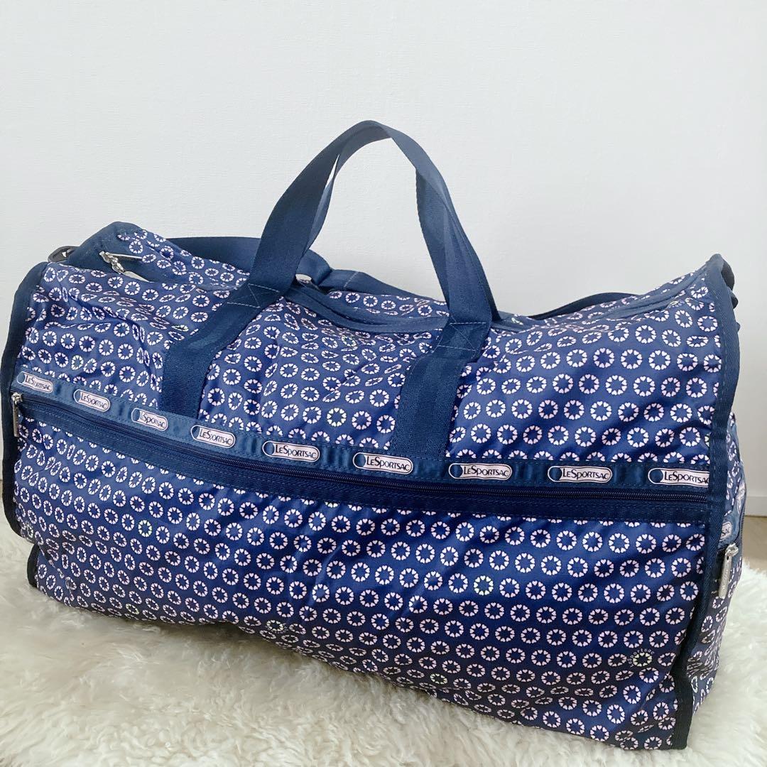 LeSportsac レスポートサック　大容量　ネイビー　花柄　ボストンバッグ