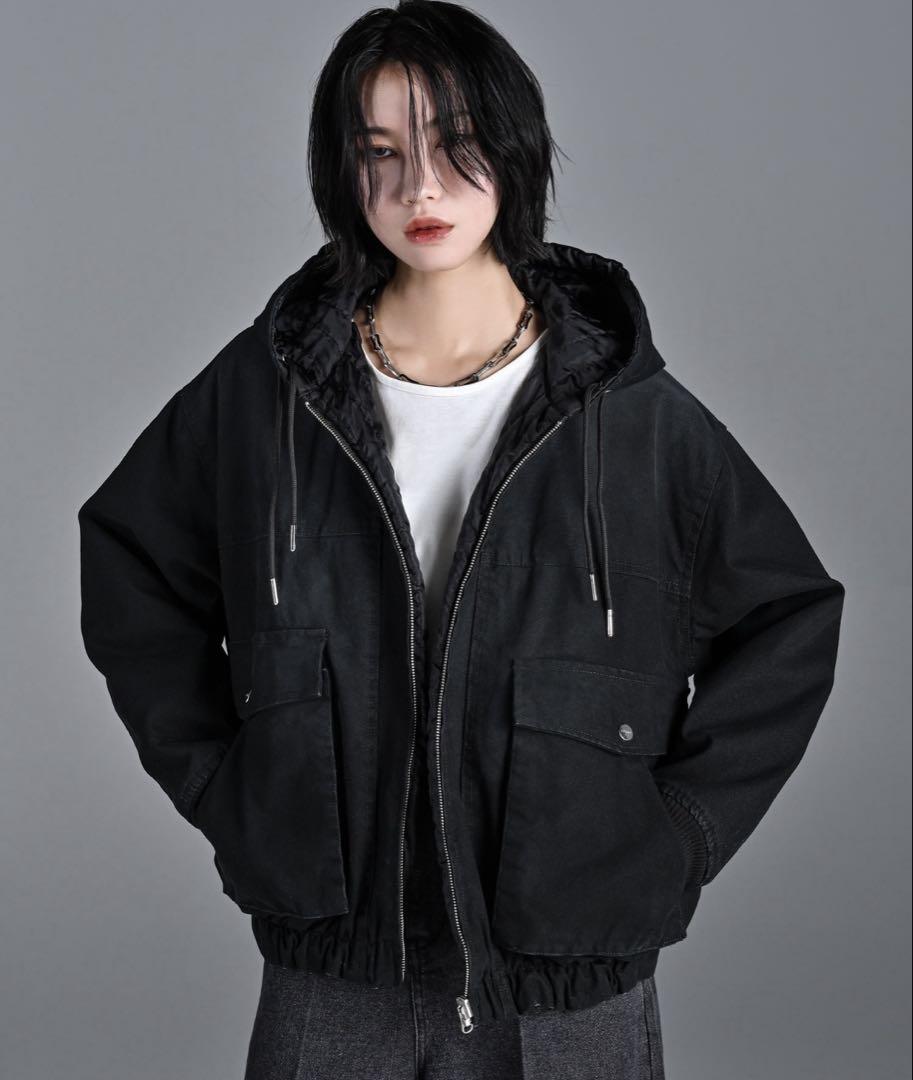 ADRER ヴィンテージメイクショートダックブルゾンリバーシブルジップパーカー