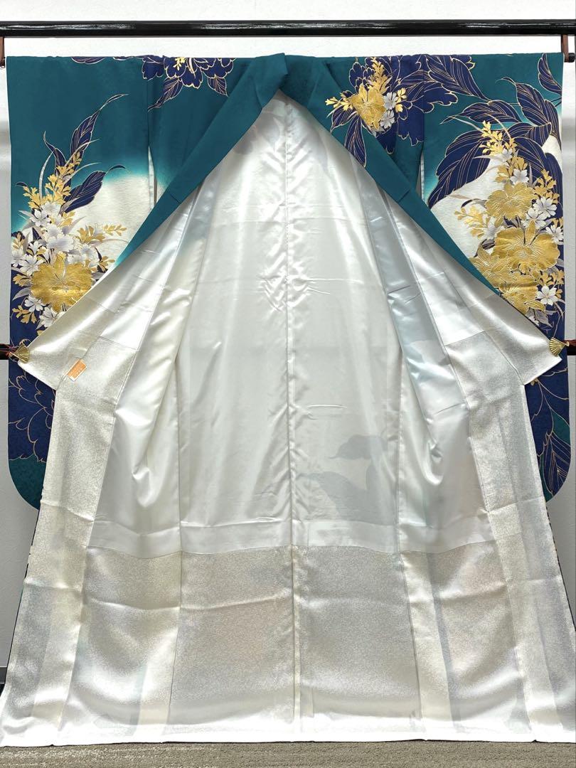 振袖 豪華 金彩 グリッター箔 紋意匠 洋花 大輪 身丈168cm 撥水加工済