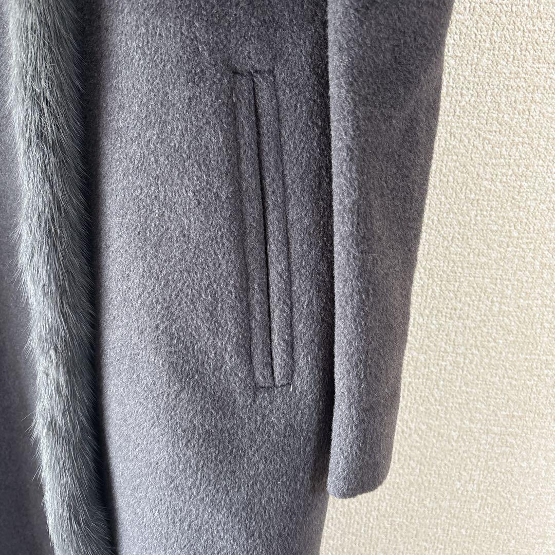 東京スタイル PIACENZA ミンクファー付カシミヤ混ロングコート グレー 東京スタイル PIACENZA ミンクファー付カシミヤ混ロングコート グレー