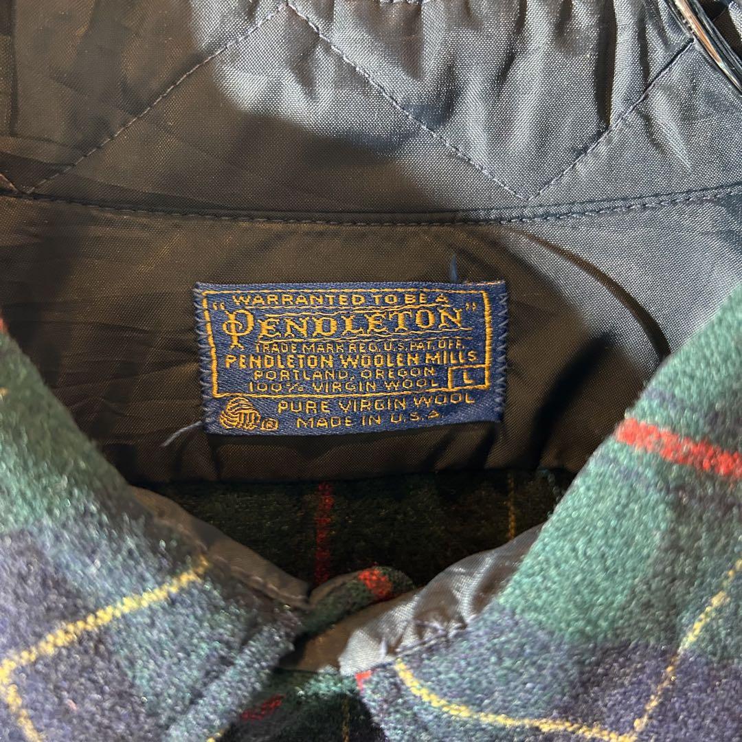 USA製 70s Pendleton 長袖ウールシャツ ダークグリーン サイズL