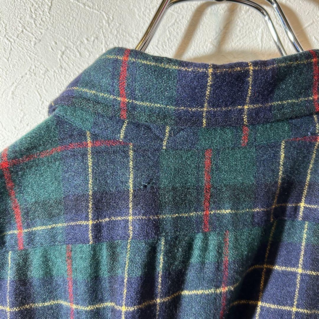 USA製 70s Pendleton 長袖ウールシャツ ダークグリーン サイズL