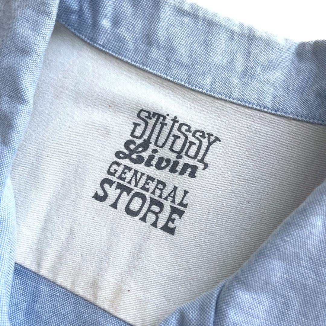 美品 Stüssy Livin オープンカラーシャツ 水色 S